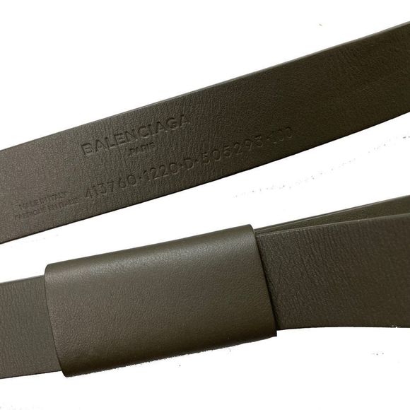 BALENCIAGA Designer Authentic Genuine Leather Olive Women’s Belt Size 100 - Picture 2 of 15